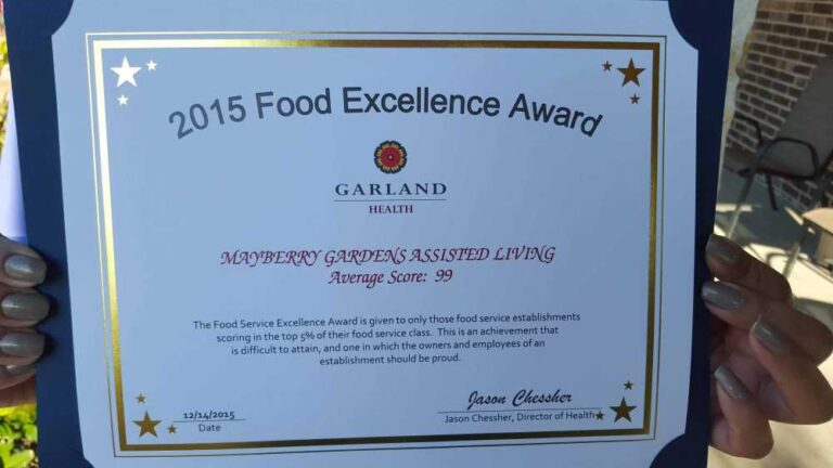 Manager Receives Food Service Excellence Award